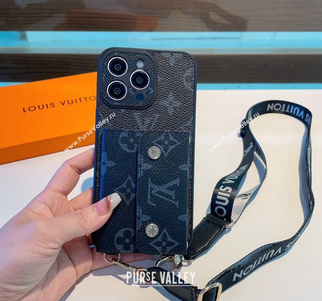 Louis Vuitton iPhone Case with Pouch and Strap Black Monogram 2024 0727002 (A-240727004)