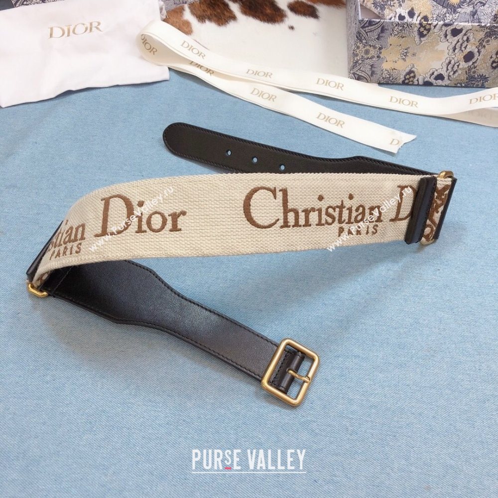 Dior Belt 5cm in Brown Oblique Embroidered Canvas 2020 (99-20122430)