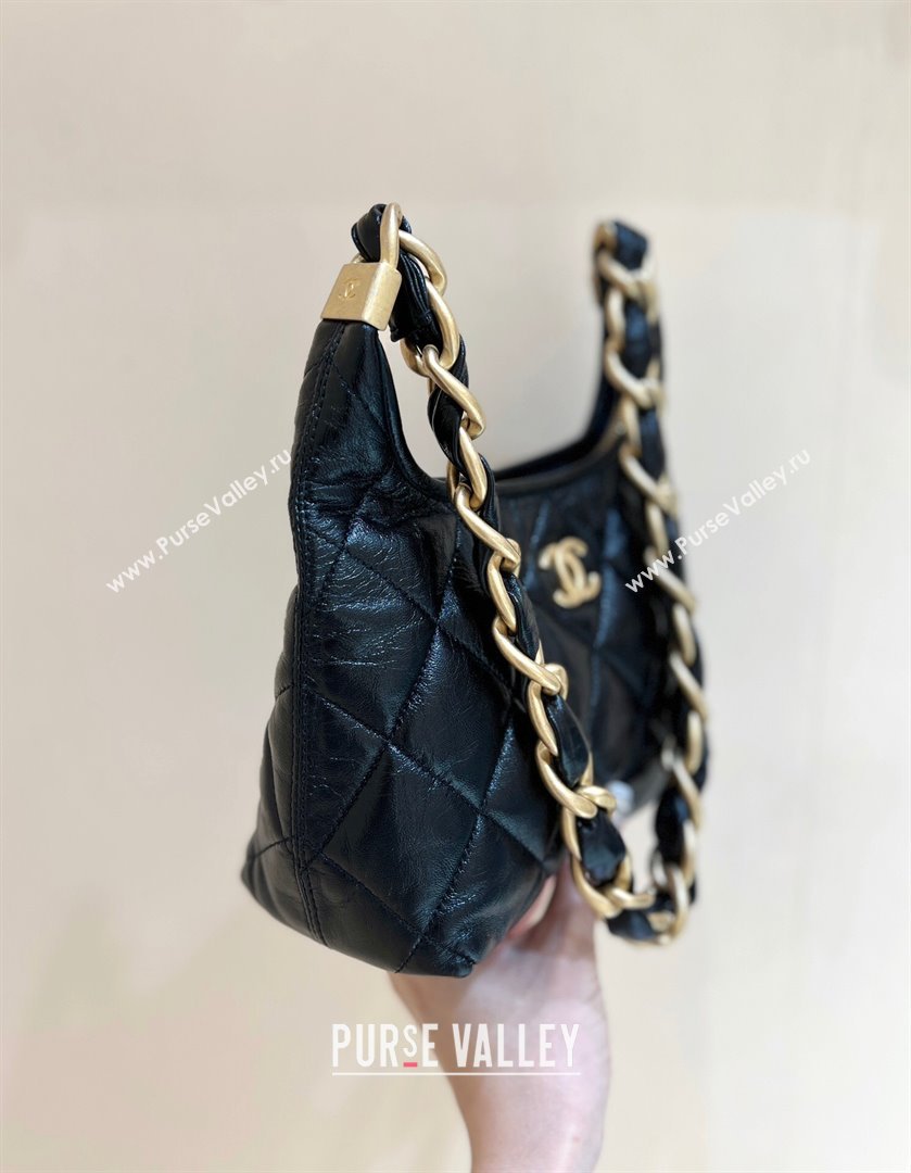 Chanel Shiny Lambskin Small Hobo bag AS4922 Black 2024 Top Quality (SHUNY-24091207)