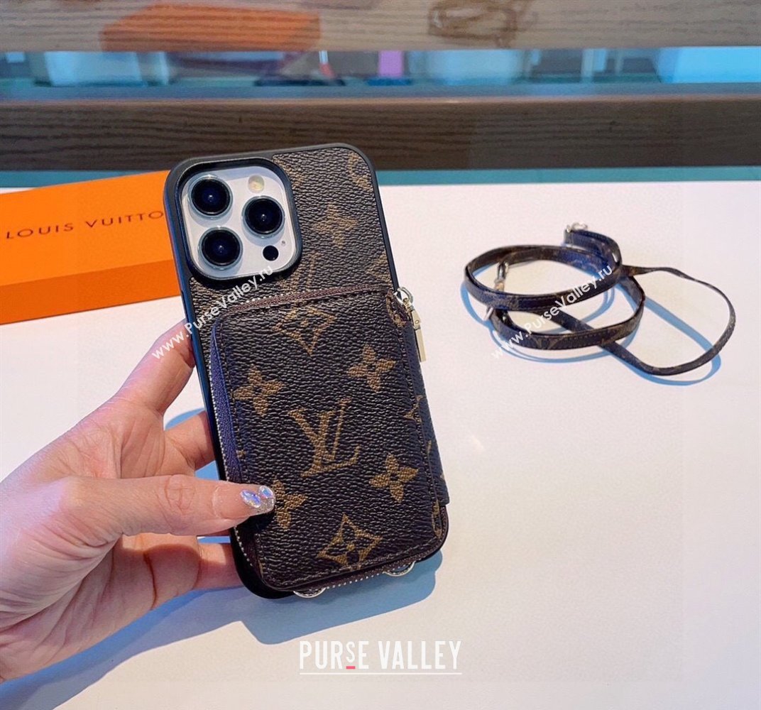 Louis Vuitton iPhone Case with Zip Pouch and Strap 2024 0727003 (A-240727005)