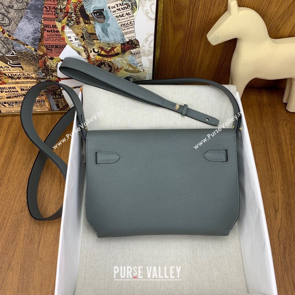 Hermes Kelly Depeches 25 Pouch in Original Epsom Leather Almond Green/Gold 2024 (Full Handmade) (XYA-24041007)
