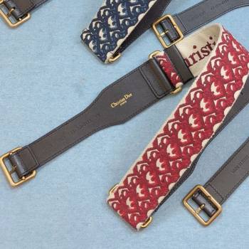 Dior Belt 5cm in Red Oblique Embroidered Canvas 2020 (99-20122431)