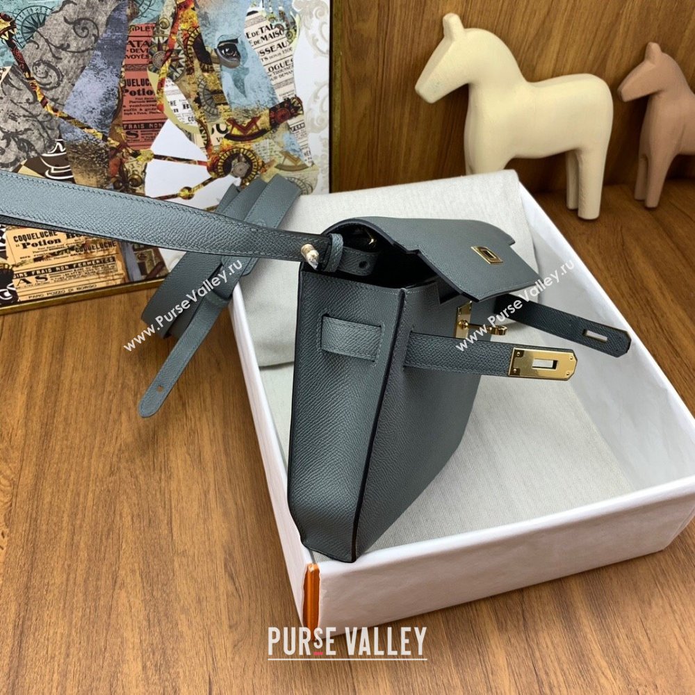 Hermes Kelly Depeches 25 Pouch in Original Epsom Leather Almond Green/Gold 2024 (Full Handmade) (XYA-24041007)