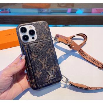 Louis Vuitton iPhone Case with Pouch and Strap Brown Monogram 2024 0727004 (A-240727006)