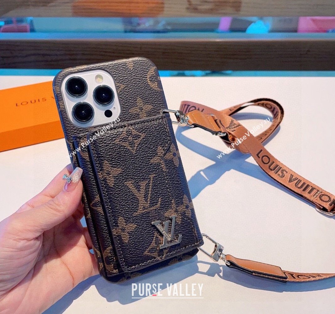 Louis Vuitton iPhone Case with Pouch and Strap Brown Monogram 2024 0727004 (A-240727006)