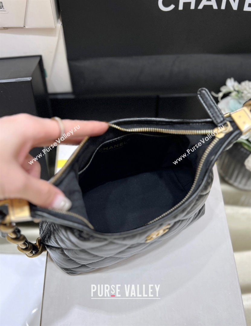 Chanel Shiny Lambskin Small Hobo bag AS4922 Black 2024 Top Quality (SHUNY-24091207)