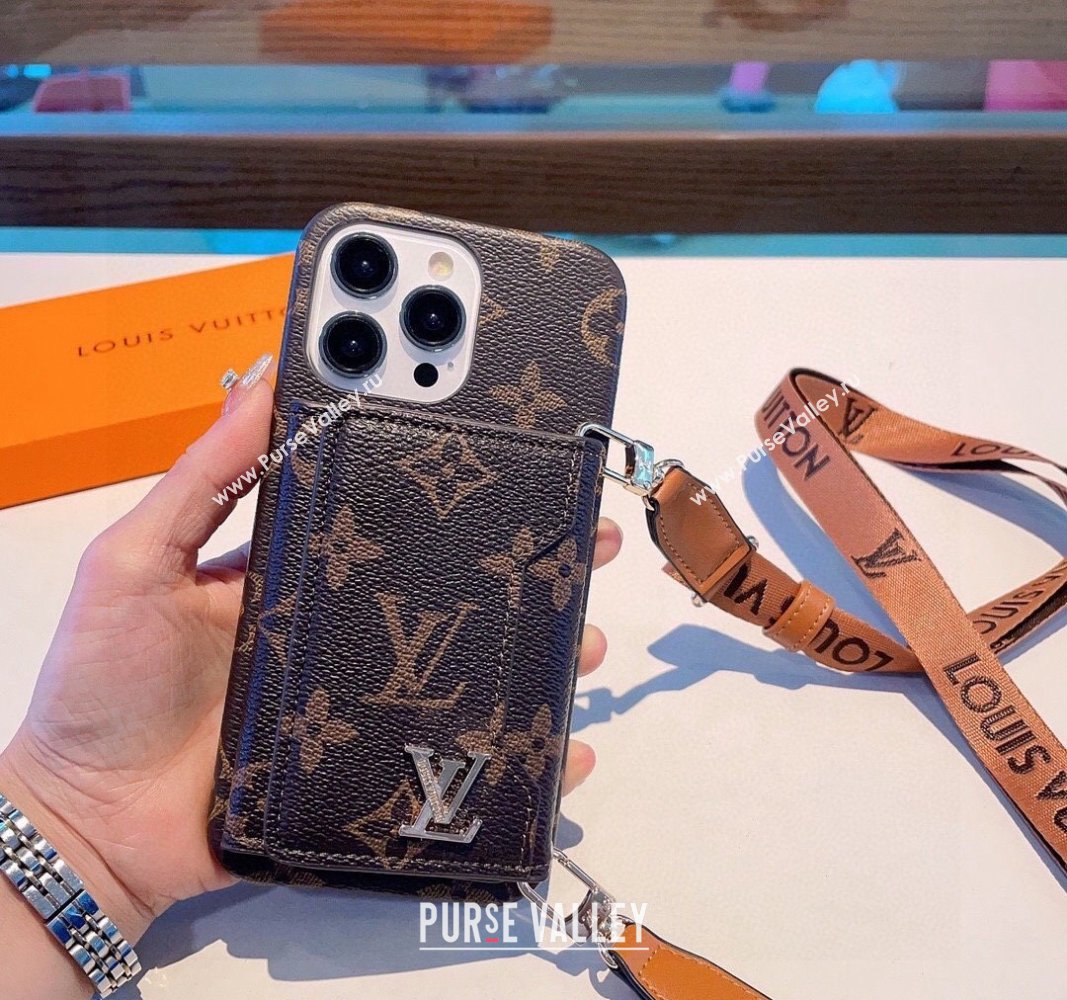 Louis Vuitton iPhone Case with Pouch and Strap Brown Monogram 2024 0727004 (A-240727006)