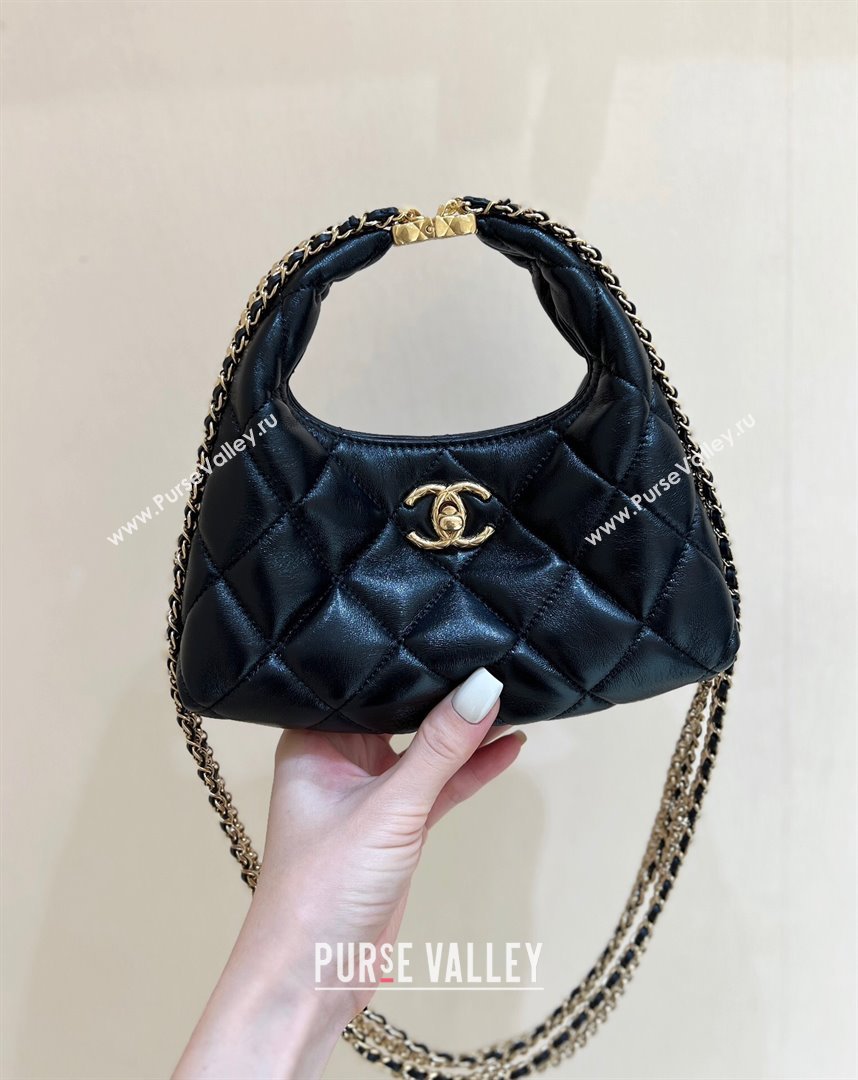 Chanel Lambskin Hobo Bag with Chains AS4966 Black 2024 Top Quality (SHUNY-24091216)