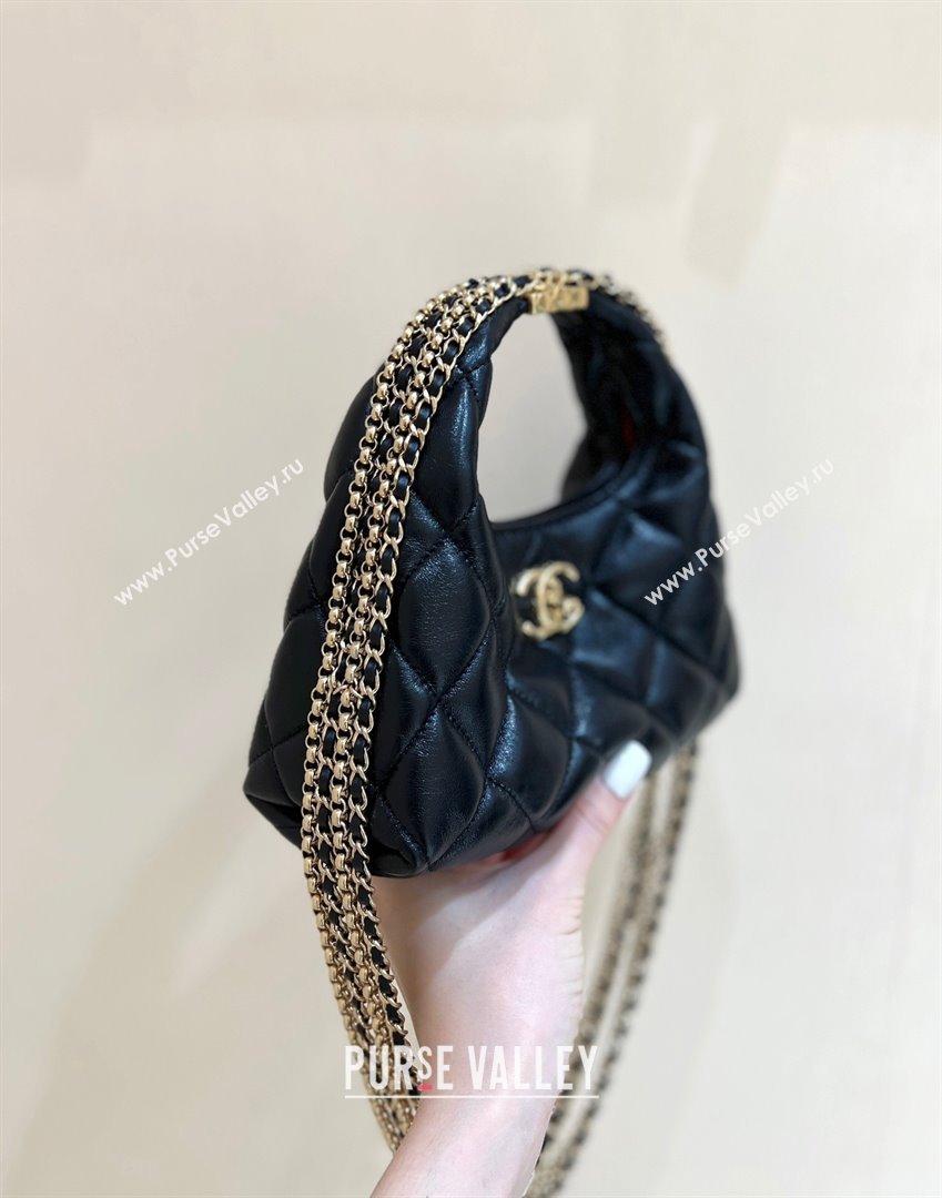 Chanel Lambskin Hobo Bag with Chains AS4966 Black 2024 Top Quality (SHUNY-24091216)