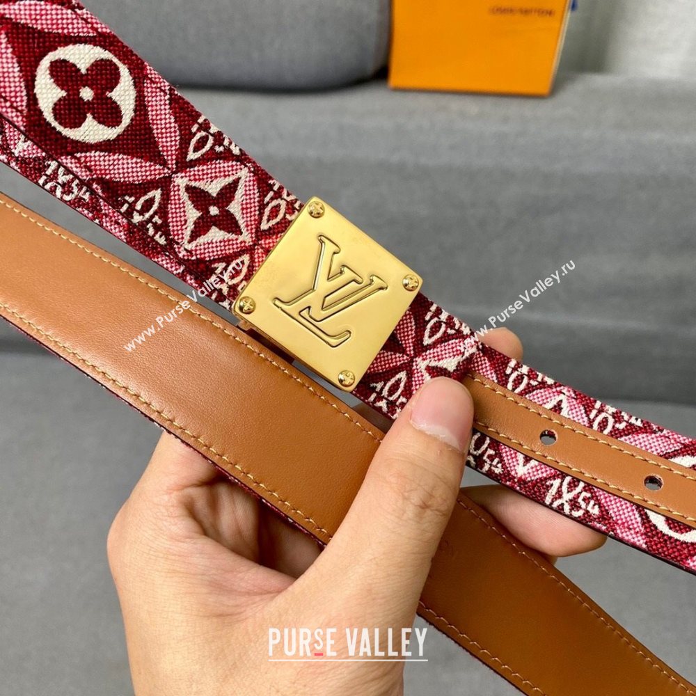 Louis Vuitton Since 1854 Belt 30mm with Square Buckle Burgundy/Gold 2020 (99-20122435)