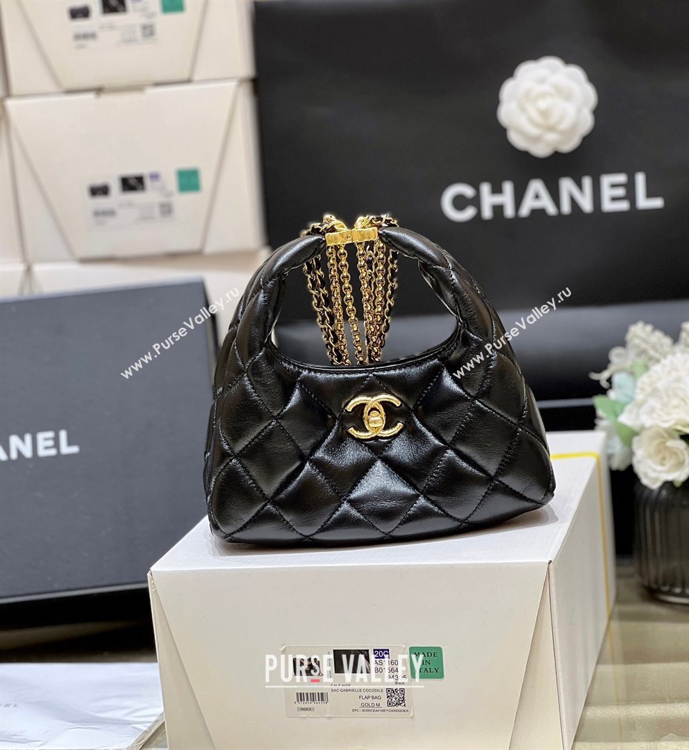 Chanel Lambskin Hobo Bag with Chains AS4966 Black 2024 Top Quality (SHUNY-24091216)