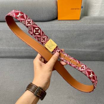 Louis Vuitton Since 1854 Belt 30mm with Square Buckle Burgundy/Gold 2020 (99-20122435)