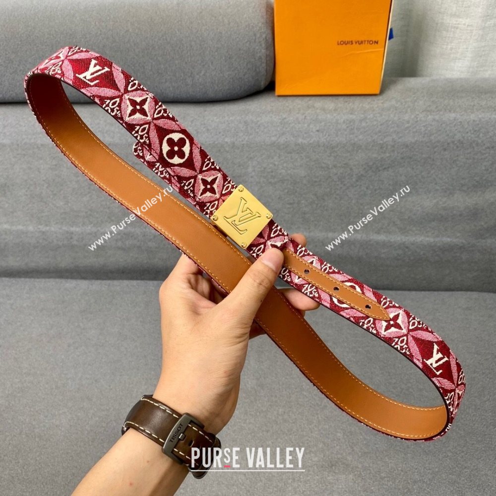 Louis Vuitton Since 1854 Belt 30mm with Square Buckle Burgundy/Gold 2020 (99-20122435)