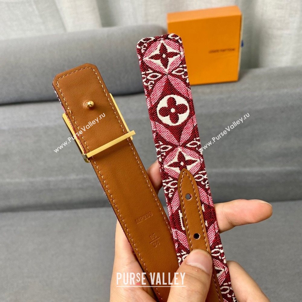 Louis Vuitton Since 1854 Belt 30mm with Square Buckle Burgundy/Gold 2020 (99-20122435)