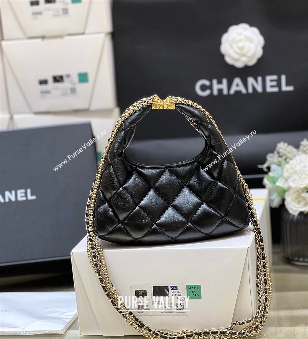 Chanel Lambskin Hobo Bag with Chains AS4966 Black 2024 Top Quality (SHUNY-24091216)