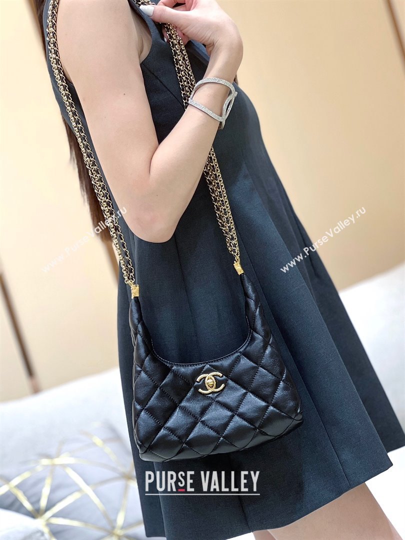 Chanel Lambskin Hobo Bag with Chains AS4966 Black 2024 Top Quality (SHUNY-24091216)