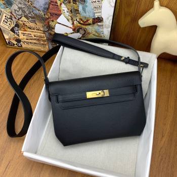 Hermes Kelly Depeches 25 Pouch in Original Epsom Leather Black/Gold 2024 (Full Handmade) (XYA-24041009)