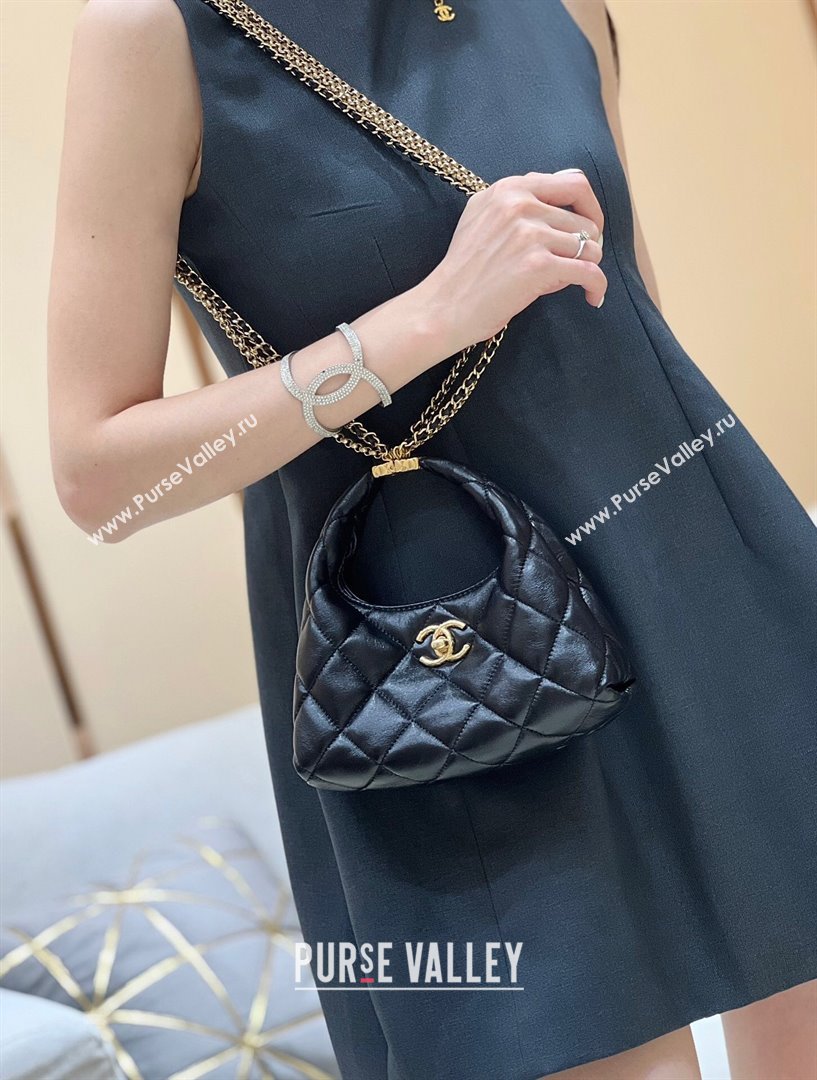 Chanel Lambskin Hobo Bag with Chains AS4966 Black 2024 Top Quality (SHUNY-24091216)