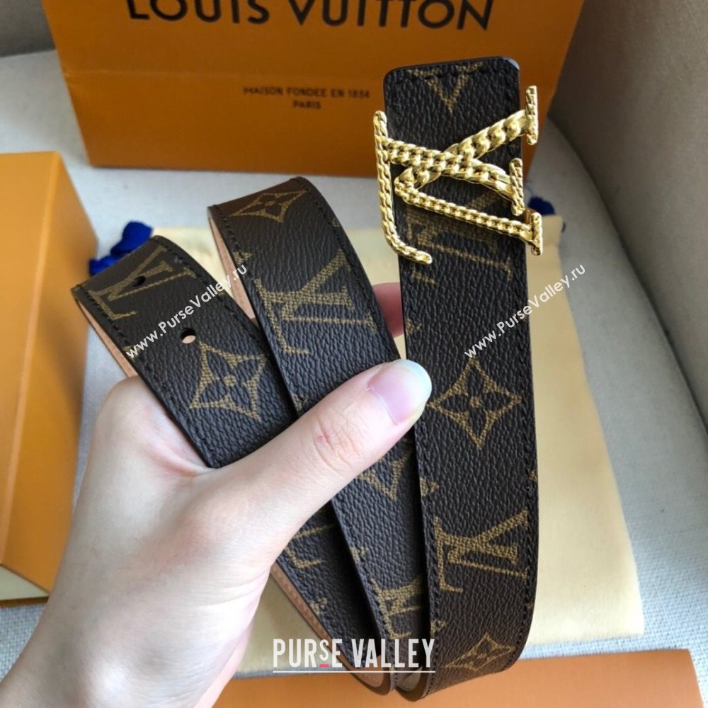 Louis Vuitton Monogram Canvas Belt 30mm with Chain LV Buckle 6 Colors 2020 (99-20122436)