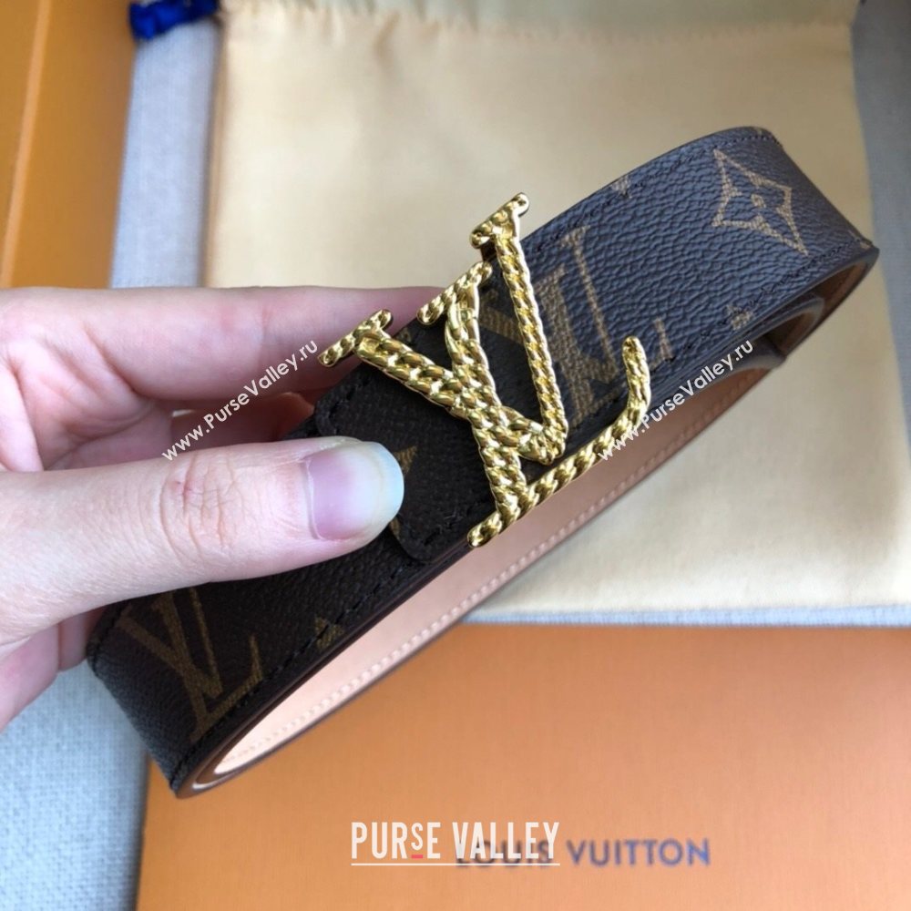 Louis Vuitton Monogram Canvas Belt 30mm with Chain LV Buckle 6 Colors 2020 (99-20122436)