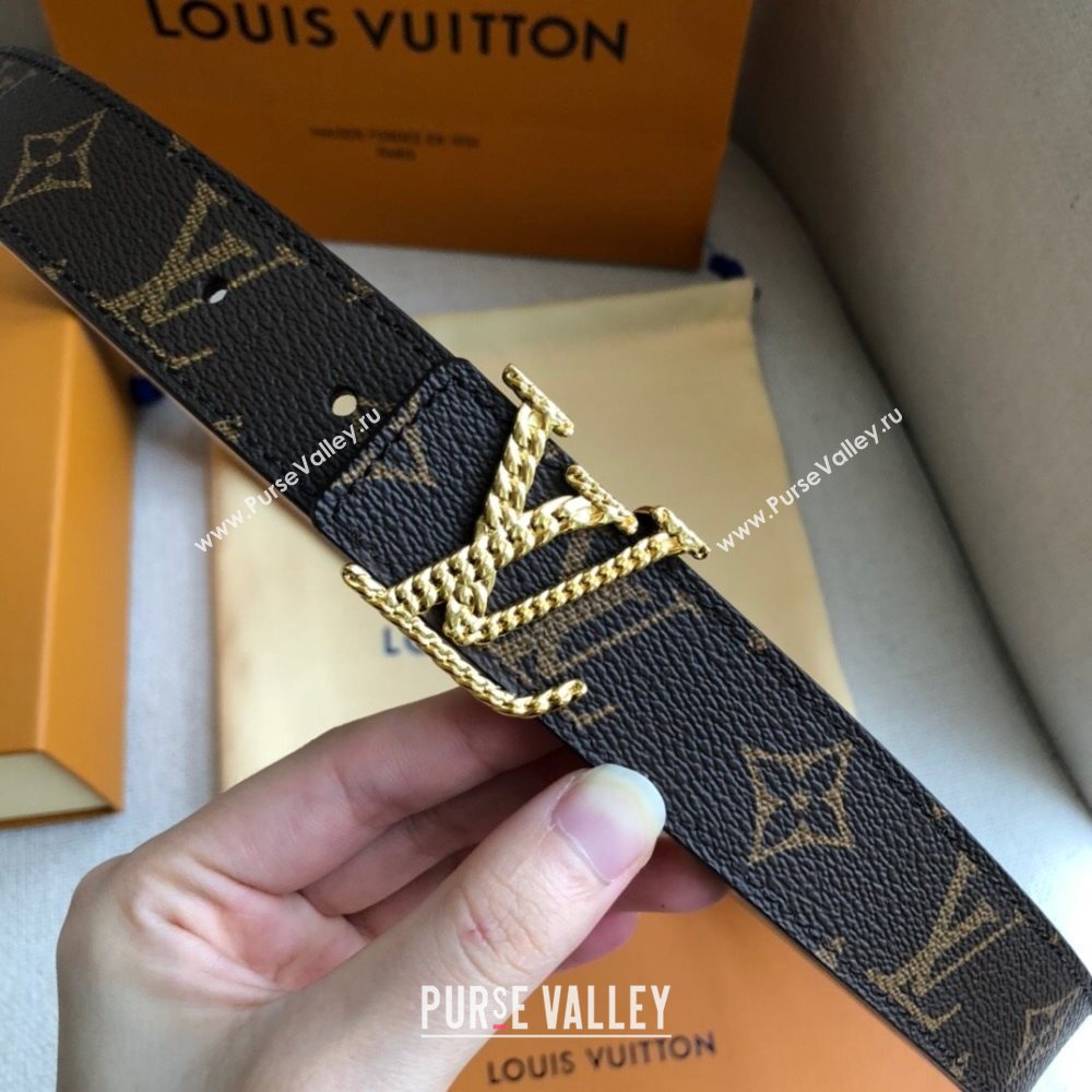 Louis Vuitton Monogram Canvas Belt 30mm with Chain LV Buckle 6 Colors 2020 (99-20122436)