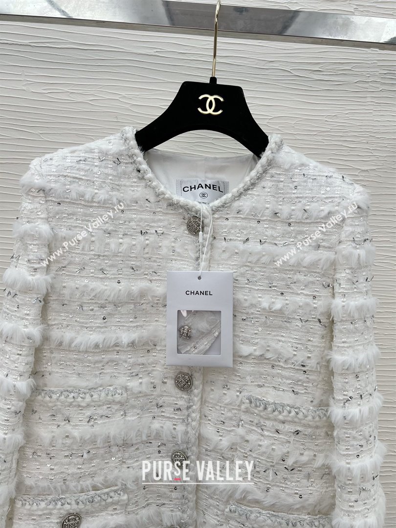 Chanel Tweed Jacket CH022312 White 2024 (Q-24022312)