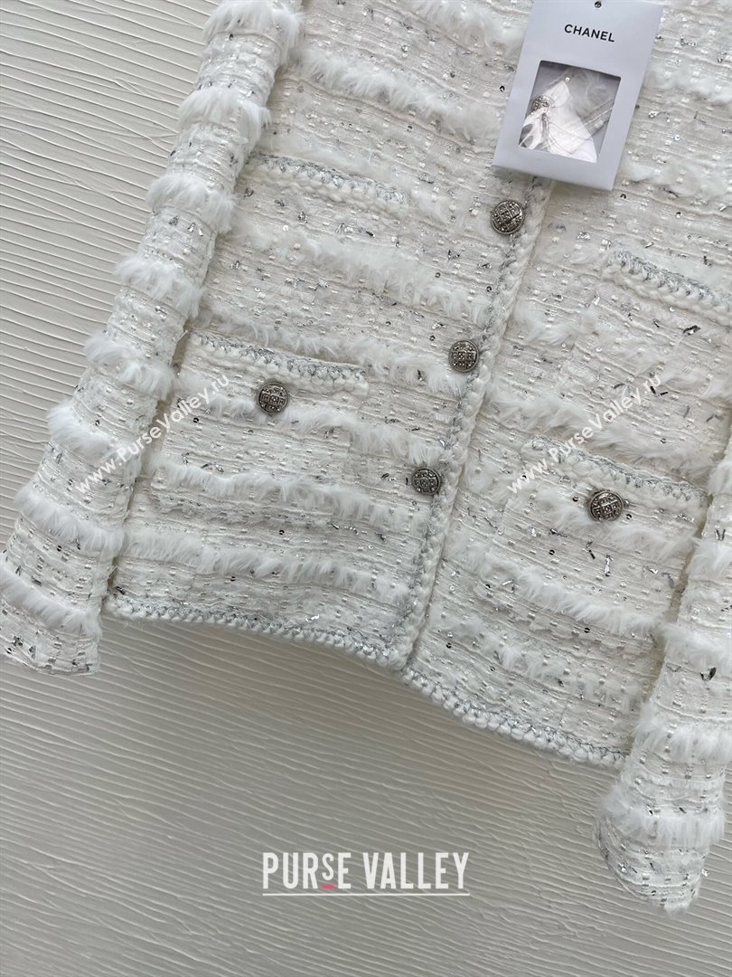 Chanel Tweed Jacket CH022312 White 2024 (Q-24022312)