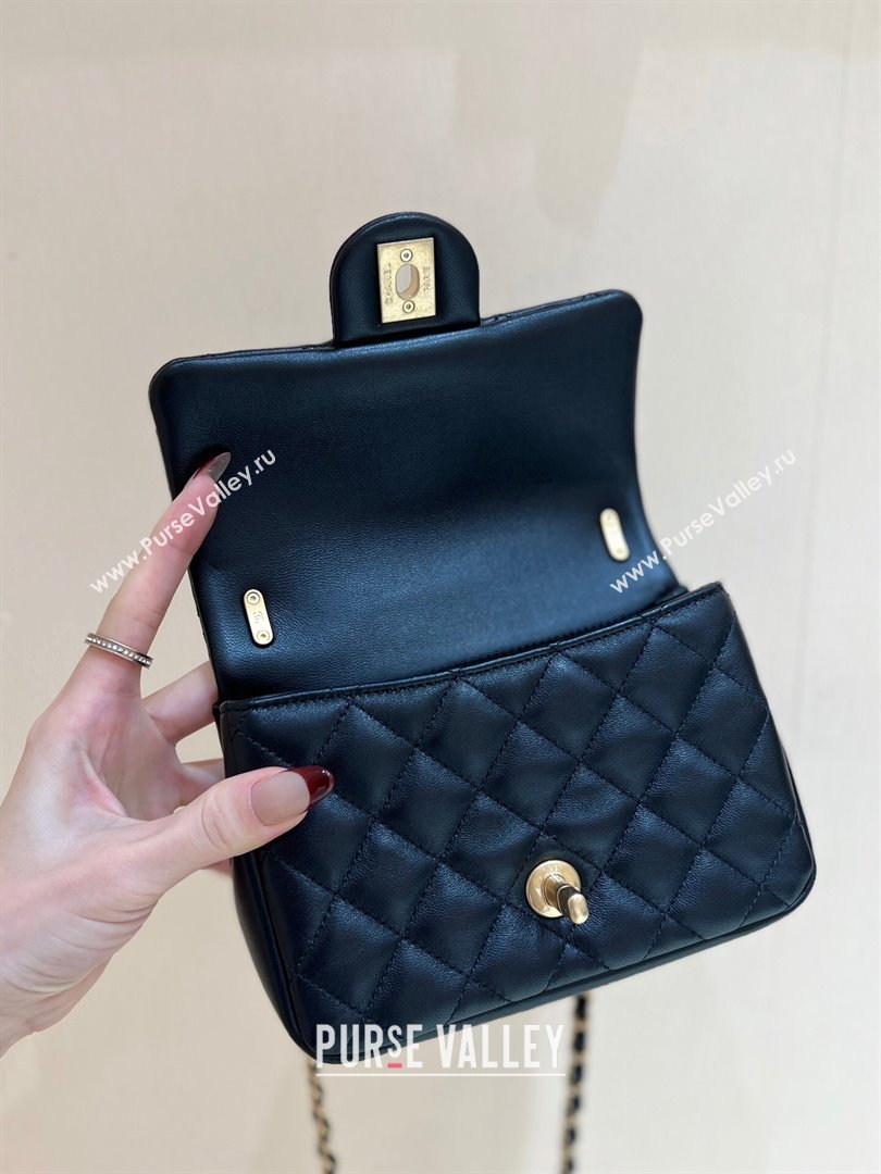 Chanel Shiny Lambskin Mini Flap Bag with Chain and Pearls AS4385 Black 2024 Top Quality (SHUNY-24091208)