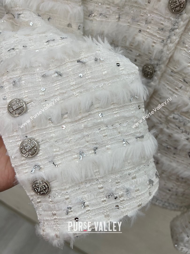 Chanel Tweed Jacket CH022312 White 2024 (Q-24022312)