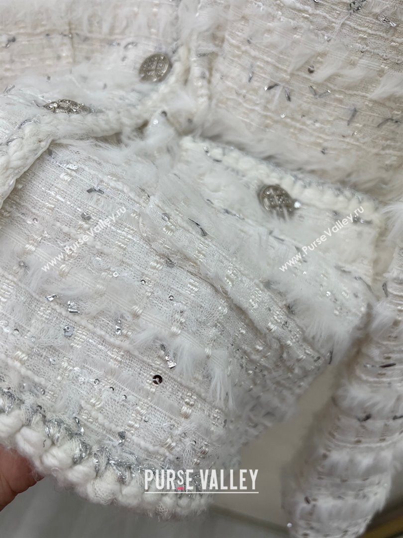 Chanel Tweed Jacket CH022312 White 2024 (Q-24022312)