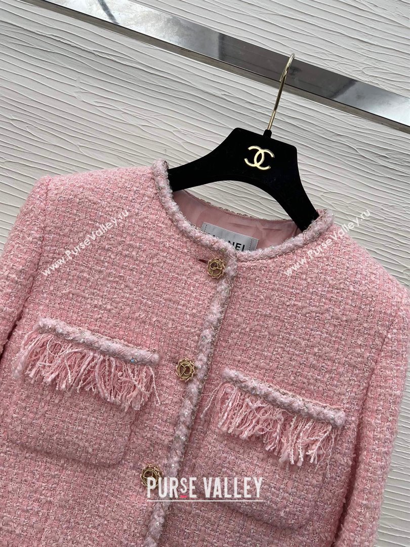 Chanel Tweed Jacket CH022313 Pink 2024 (Q-24022313)