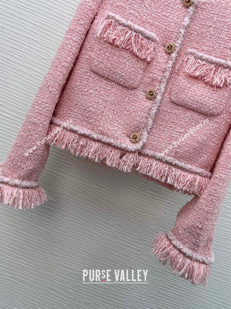 Chanel Tweed Jacket CH022313 Pink 2024 (Q-24022313)