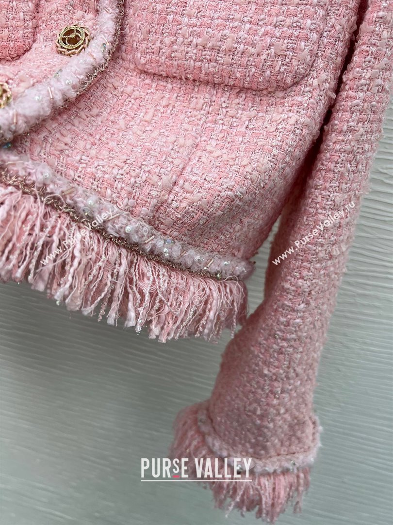 Chanel Tweed Jacket CH022313 Pink 2024 (Q-24022313)