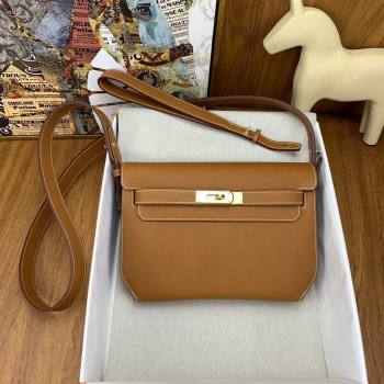 Hermes Kelly Depeches 25 Pouch in Original Epsom Leather Brown/Gold 2024 (Full Handmade) (XYA-24041012)
