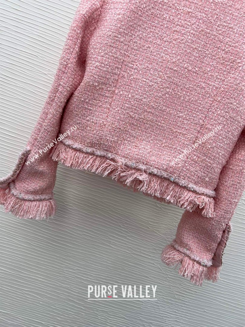 Chanel Tweed Jacket CH022313 Pink 2024 (Q-24022313)