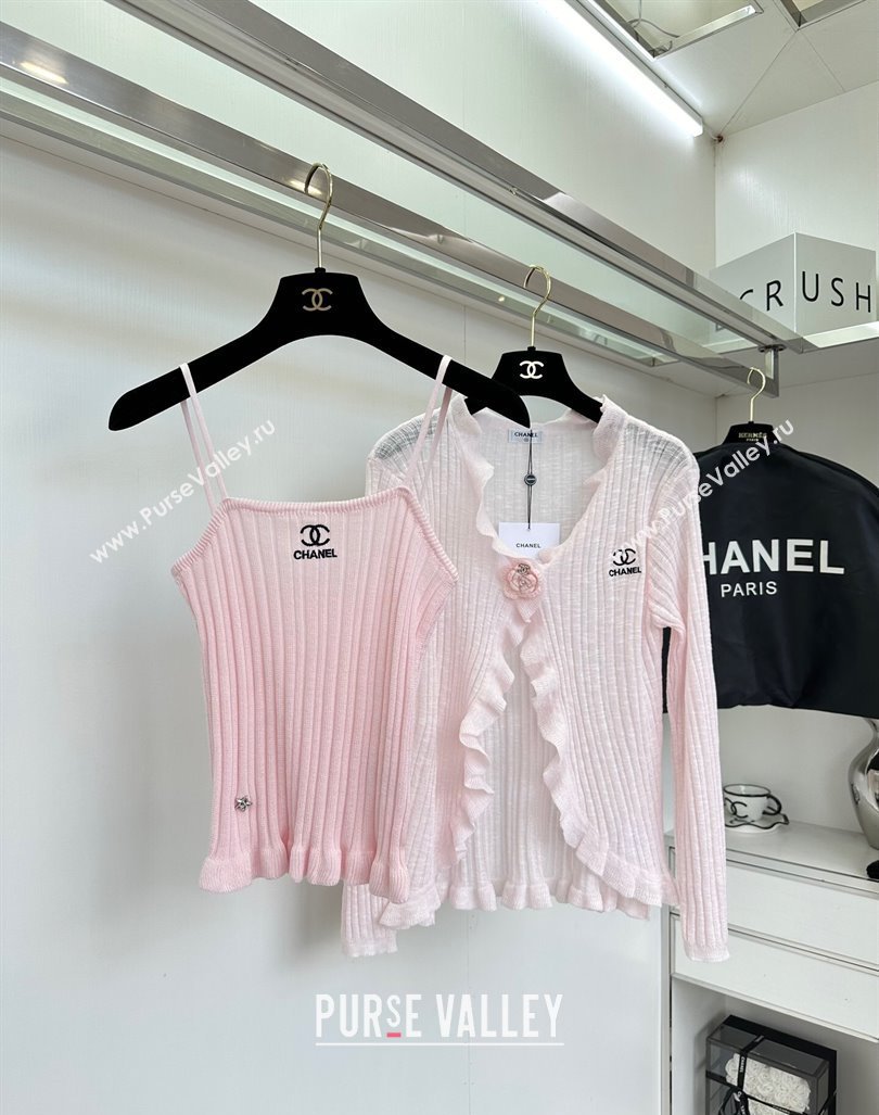 Chanel Knit Vest and Cardigan CH6501 Pink 2024 (Q-24060501)