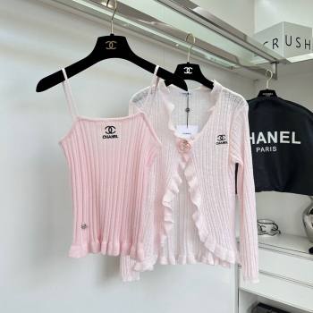Chanel Knit Vest and Cardigan CH6501 Pink 2024 (Q-24060501)