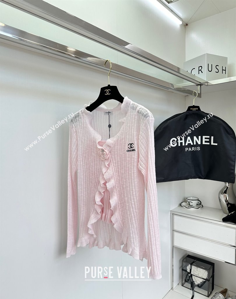 Chanel Knit Vest and Cardigan CH6501 Pink 2024 (Q-24060501)