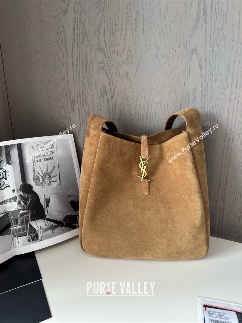 Saint Laurent LE 5 À 7 Supple Large Bucket Bag in Suede 753837 Brown Top Quality (HONGS-25010808)