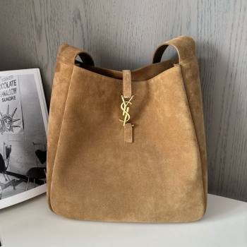 Saint Laurent LE 5 À 7 Supple Large Bucket Bag in Suede 753837 Brown Top Quality (HONGS-25010808)