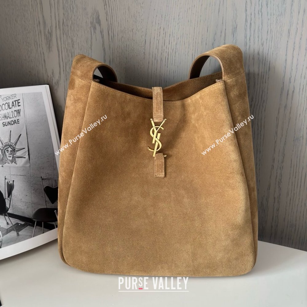 Saint Laurent LE 5 À 7 Supple Large Bucket Bag in Suede 753837 Brown Top Quality (HONGS-25010808)