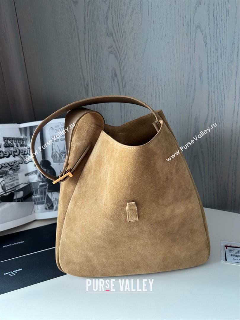 Saint Laurent LE 5 À 7 Supple Large Bucket Bag in Suede 753837 Brown Top Quality (HONGS-25010808)