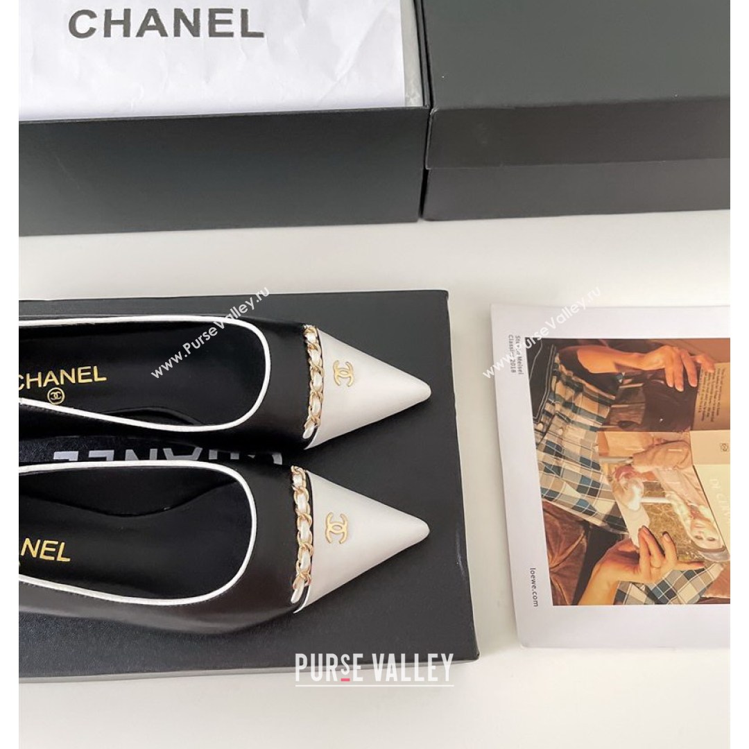 Chanel Lambskin Chain Pointed Toe Ballerinas Black 2021 (MD-21081239)