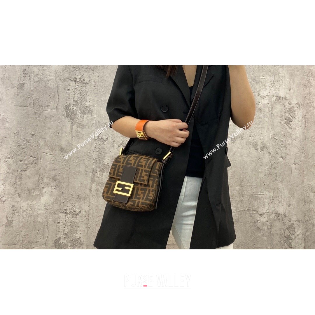 Fendi Vintage FF Canvas Hobo Mini Bag 0153 Brown 2021 (CL-21090645)