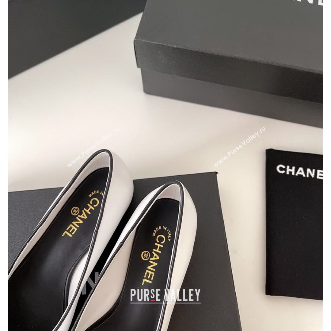 Chanel Lambskin Chain Pointed Toe Ballerinas White 2021 (MD-21081240)