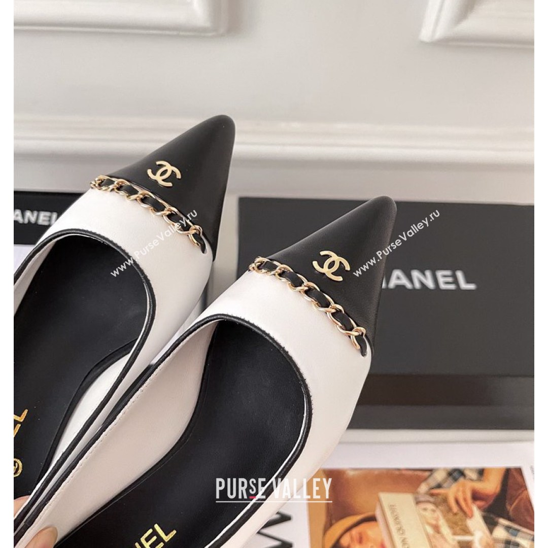 Chanel Lambskin Chain Pointed Toe Ballerinas White 2021 (MD-21081240)