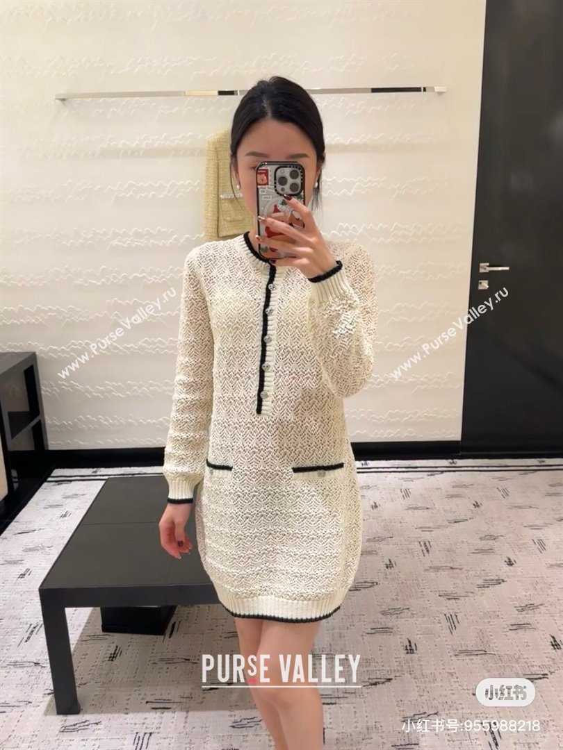 Chanel Wool Dress CH022316 White 2024 (Q-24022316)