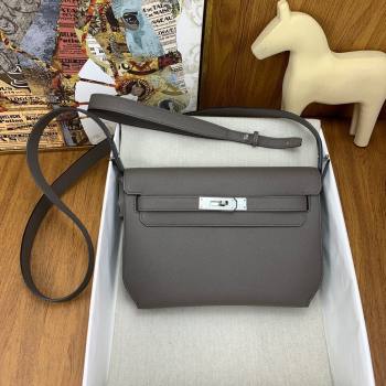 Hermes Kelly Depeches 25 Pouch in Original Epsom Leather Tinware Grey/Silver 2024 (Full Handmade) (XYA-24041017)