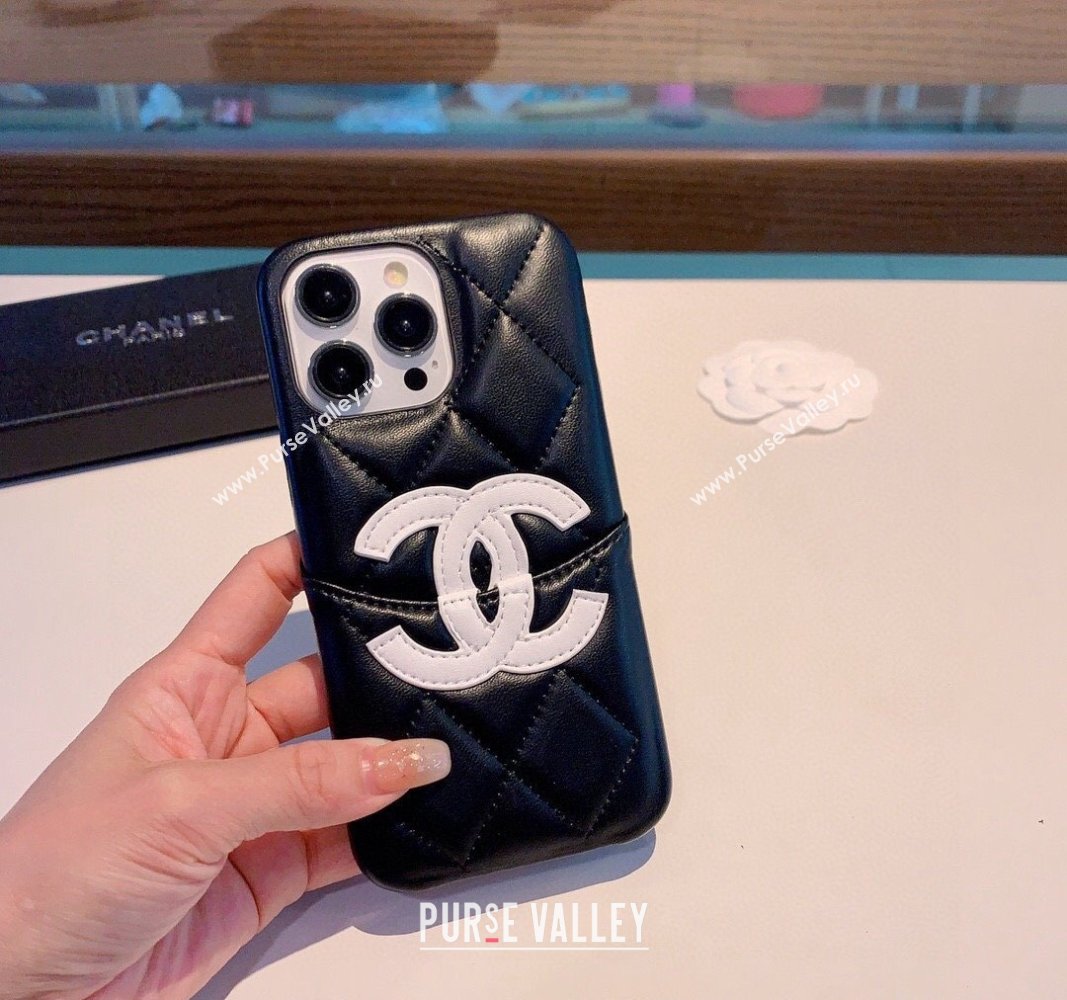 Chanel Quilted iPhone Case with CC Black/White 2024 0727007 (A-240727012)