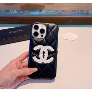 Chanel Quilted iPhone Case with CC Black/White 2024 0727007 (A-240727012)